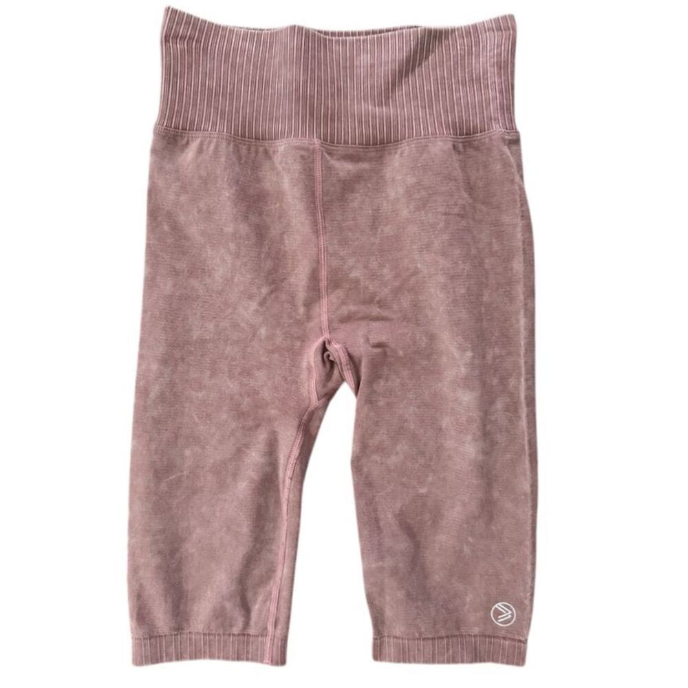 Savvi Mauve Acid Wash High Waisted Seamless Biker Shorts Size S-M w1